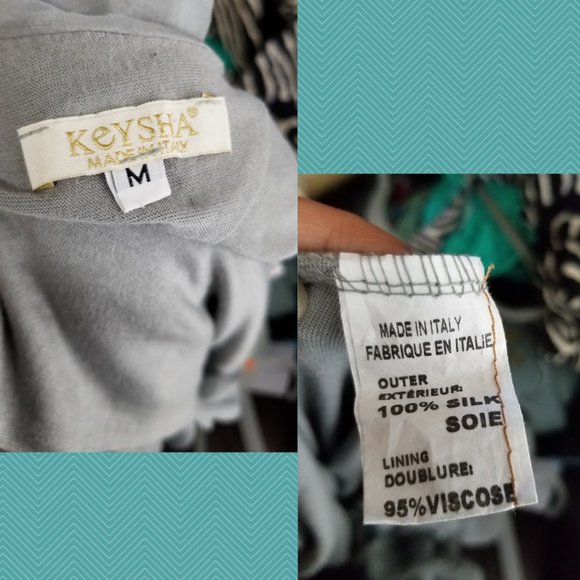 Keysha Gray Silk Overlay Boat Neck Blouson Top w/ Lace Detail - Picture 5 of 5